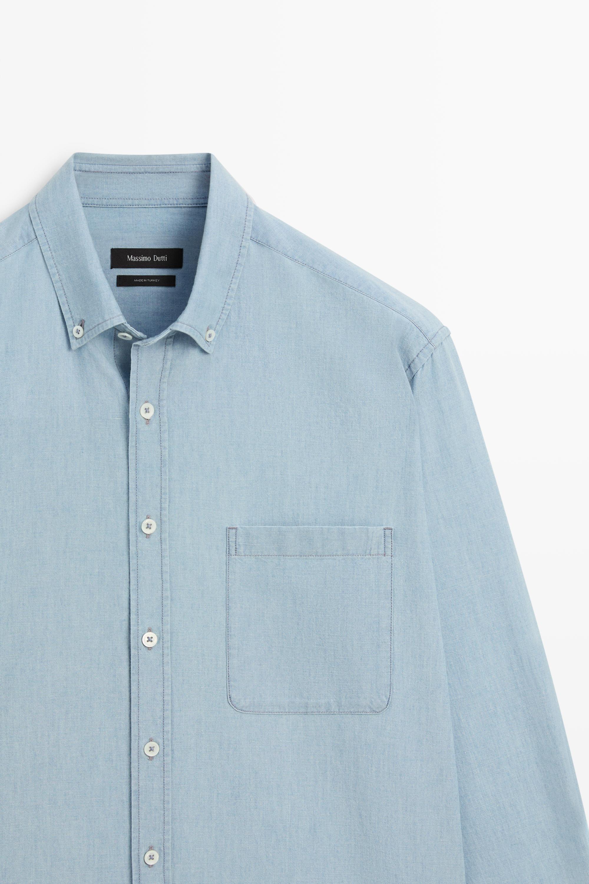 Relaxed fit denim shirt with pocket detail